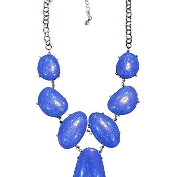 No Brand Jewelry - Bauble Necklace Blue Metallic Statement Necklace